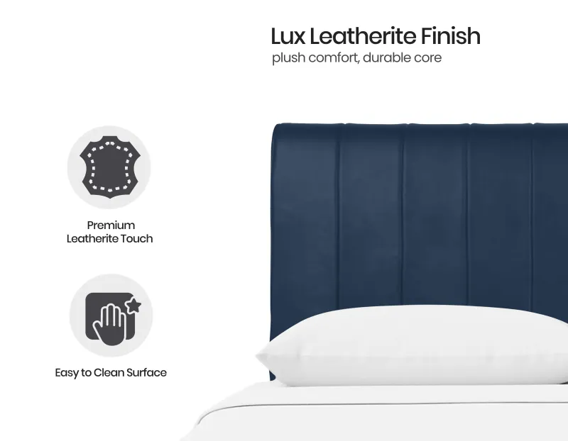 Regal Queen Hydraulic Storage Bed in Navy Blue Leatherite